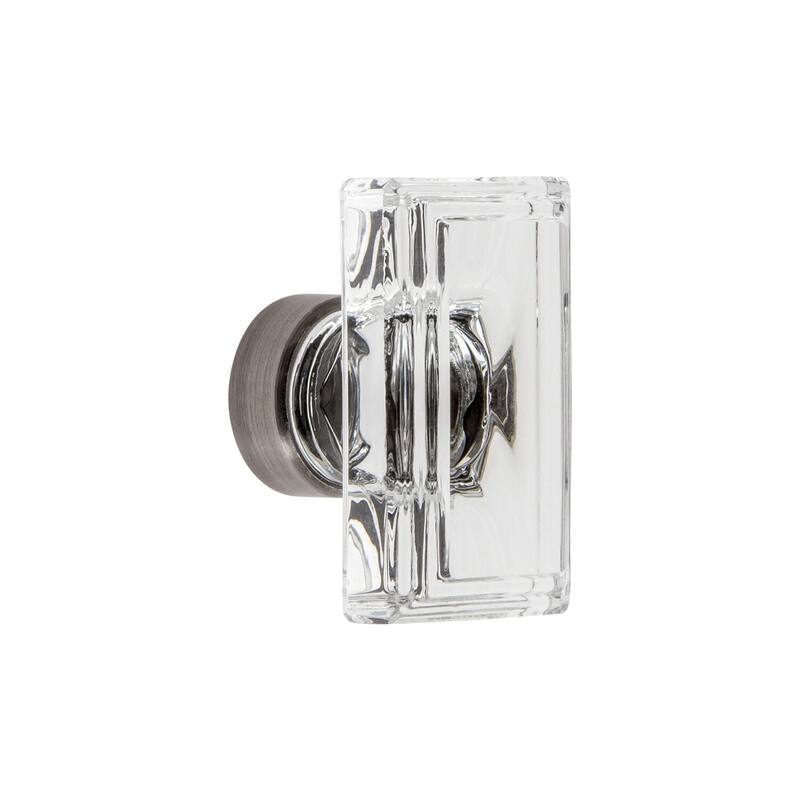 Grandeur CARR-CRYS-KNOB-LG Carre 1-3/4” Crystal Rectangular Emerald - Antique Pewter