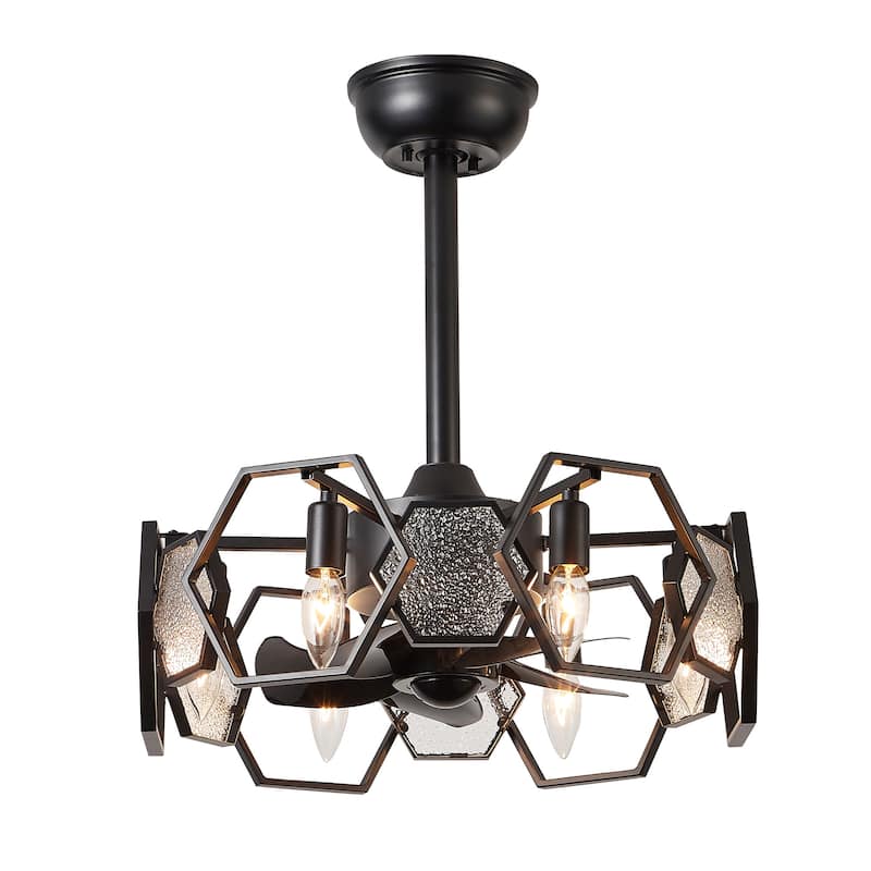 Bella Depot 19" Indoor Industrial Ceiling Fan with Light and Remote - Black