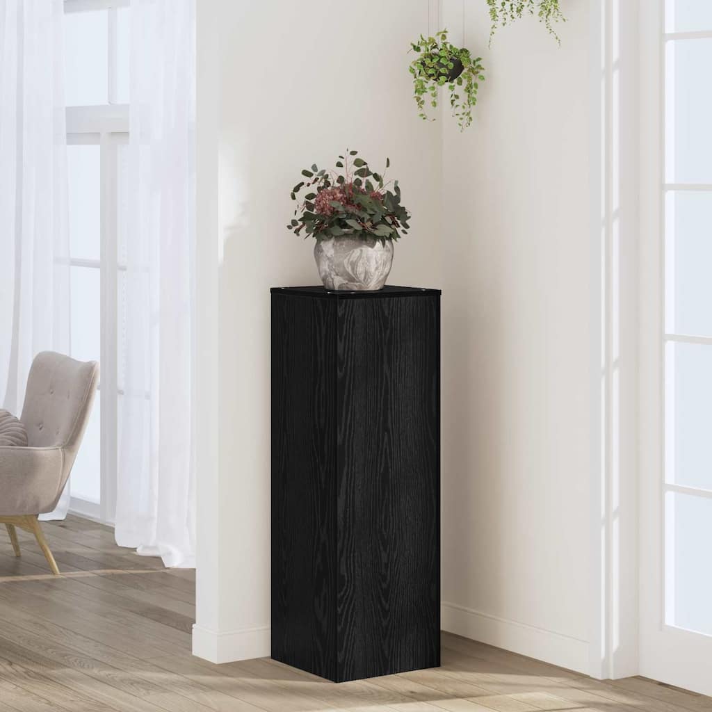 vidaXL Plant Stand Black Oak 13" x 13" x 39.4" Engineered wood - 13.0 x 13.0 x 39.4 inch