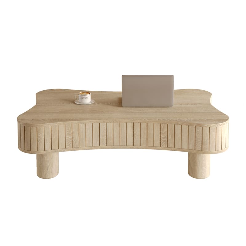Lift Top Coffee Table - Fluted Panel Hidden Storage,Silent Hydraulic Lift,Curved Safety Corners,5 Min Assembly