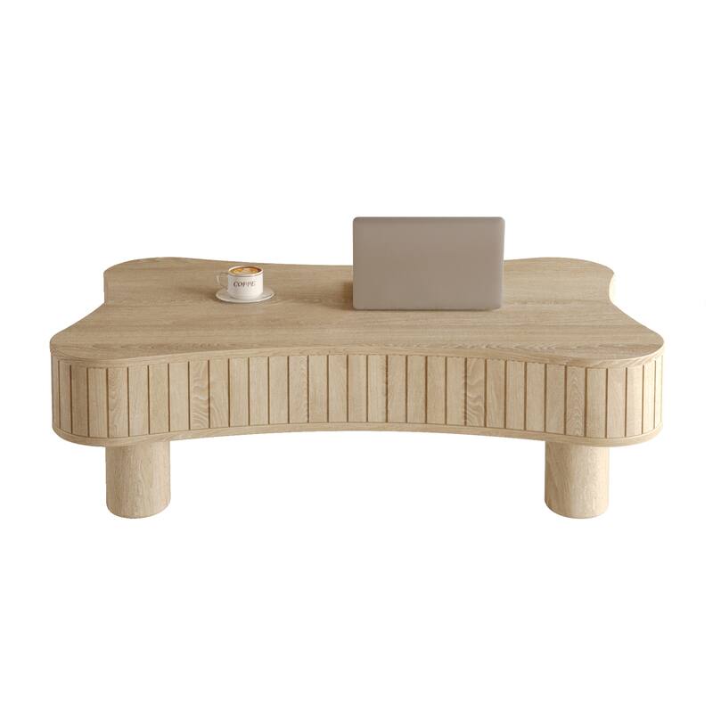 Lift Top Coffee Table 42" - Fluted Panel Hidden Storage, Silent Hydraulic Lift, Curved Safety Corners,5 Min Assembly