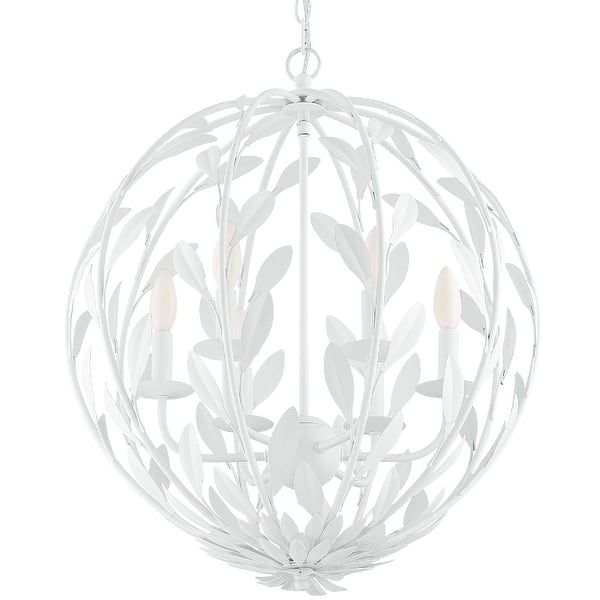slide 2 of 7, Broche 6 Light Matte White Chandelier - 21'' W x 24.5'' H