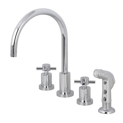 Kingston Brass Concord Widespread Kitchen Faucet with Metal Cross