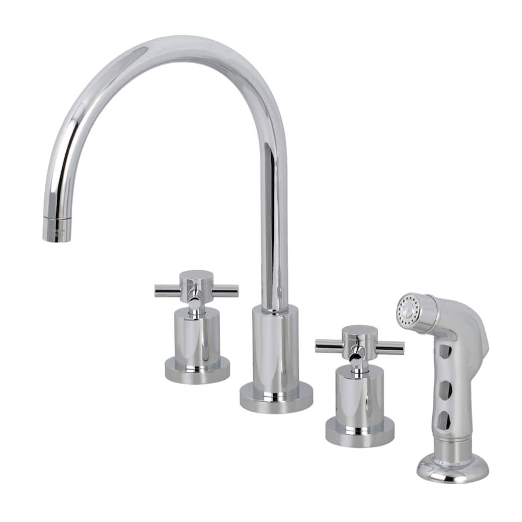 Kingston Brass Concord Widespread Kitchen Faucet with Metal Cross