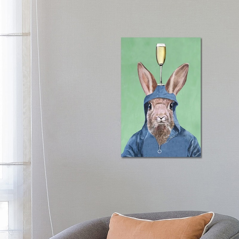 iCanvas "Rabbit With Champagne Glass" by Coco de Paris Canvas Print - 26x18x1.5