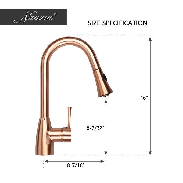 Copper Pull Down Kitchen Faucet with Deck Plate Modern Style - 8.4x16"