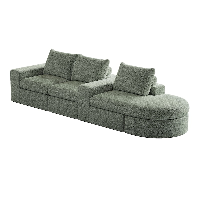 99" Chenille L-Shaped Sectional Sofa with Chaise Lounge and Deep Seats, No Assembly Required