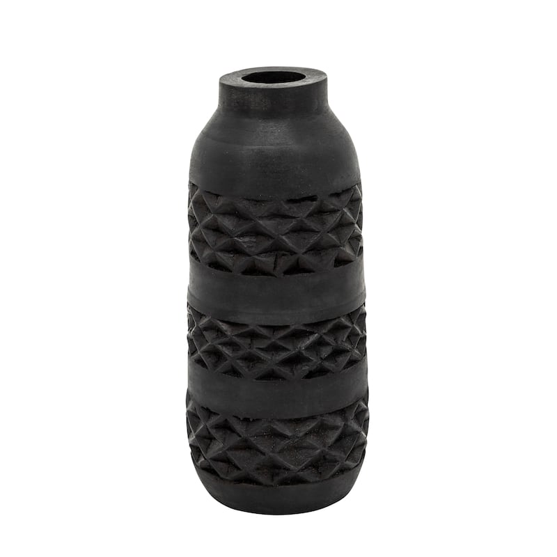 Wood 12" Stained Vase, Black