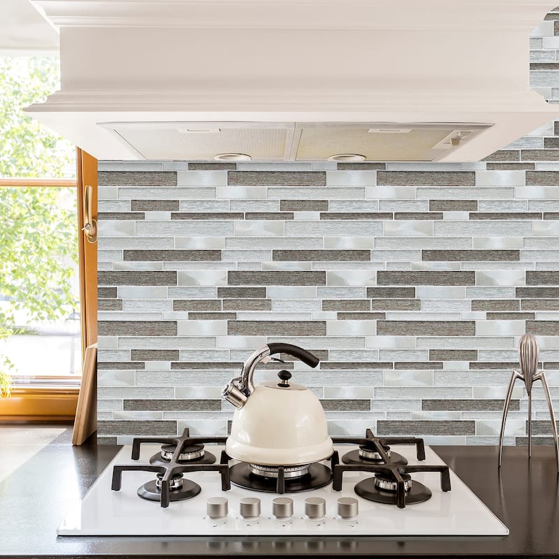 Altair Glena Rectangular Laminated Glass Mosaic Mix Aluminum Wall Tile