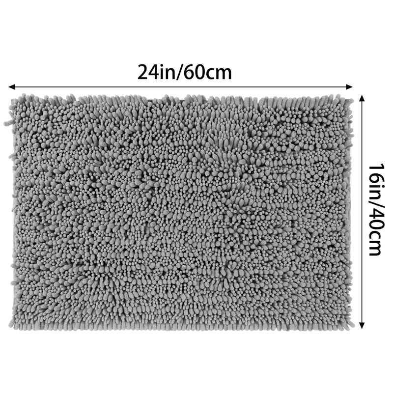 Chenille Bathroom Rugs Non-Slip Bath Mat, Plain Washable Soft Shower Mat, for Bathroom Floor