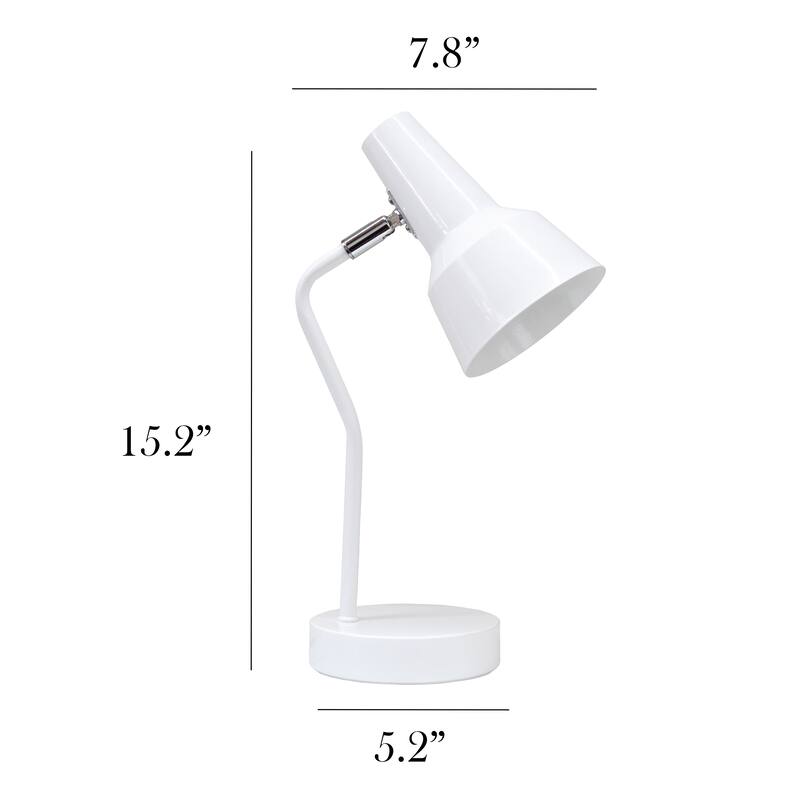 Metal Gooseneck Desk Lamp Adjustable Task Light for Home Office - 7.80 x 5.20 x 15.20 in. (L x W x H)