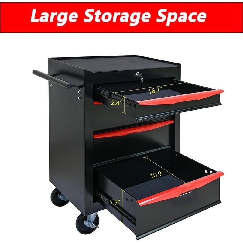 4 Drawer Rolling Tool Chest, 20 Inch Lockable Rolling Tool Box with Wheels, Rolling Garage Workshop Tool Organizer