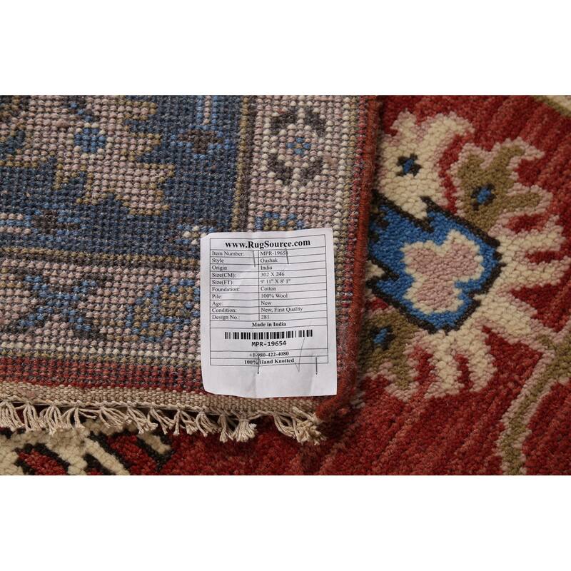 Oushak Oriental Area Rug Hand-Knotted Wool Carpet - 8'1"x 9'11"