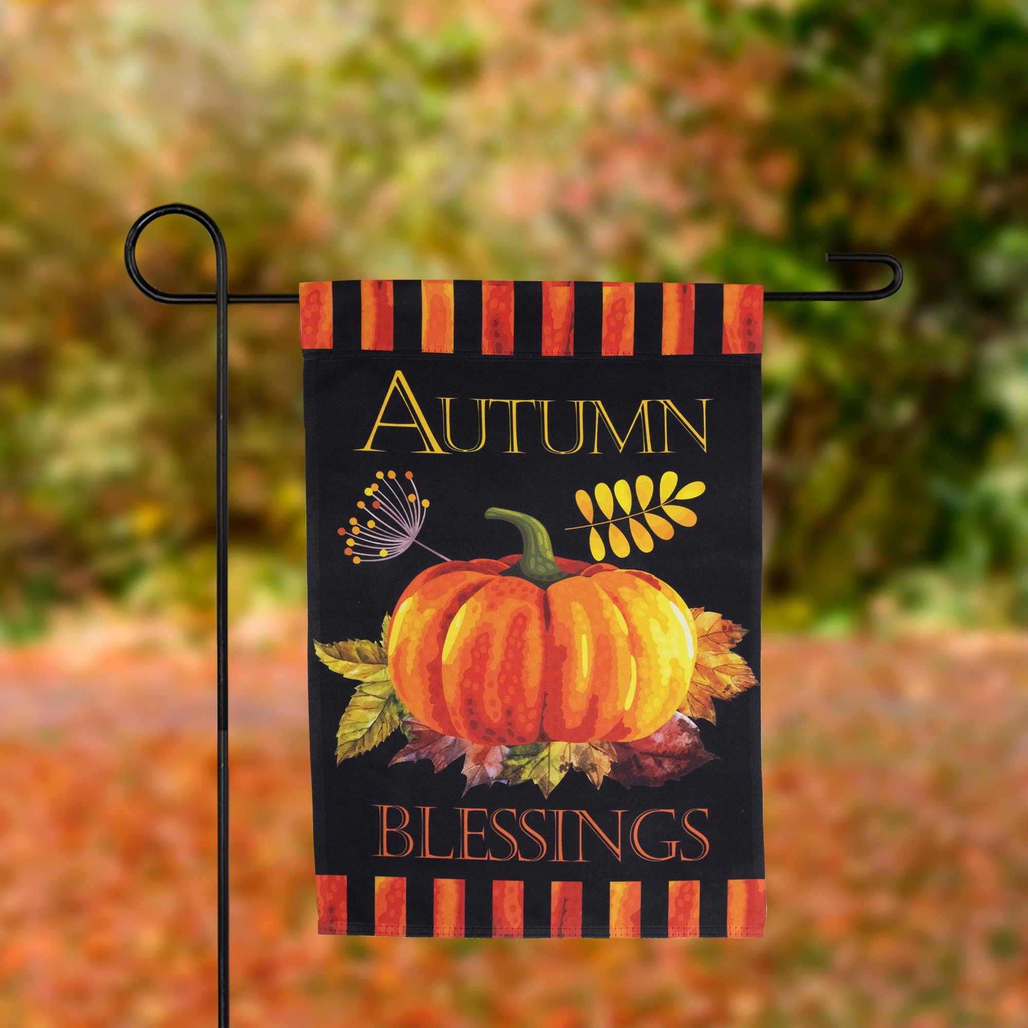 Autumn Blessings Pumpkin Fall Harvest Outdoor Garden Flag - 18" x 12.5"