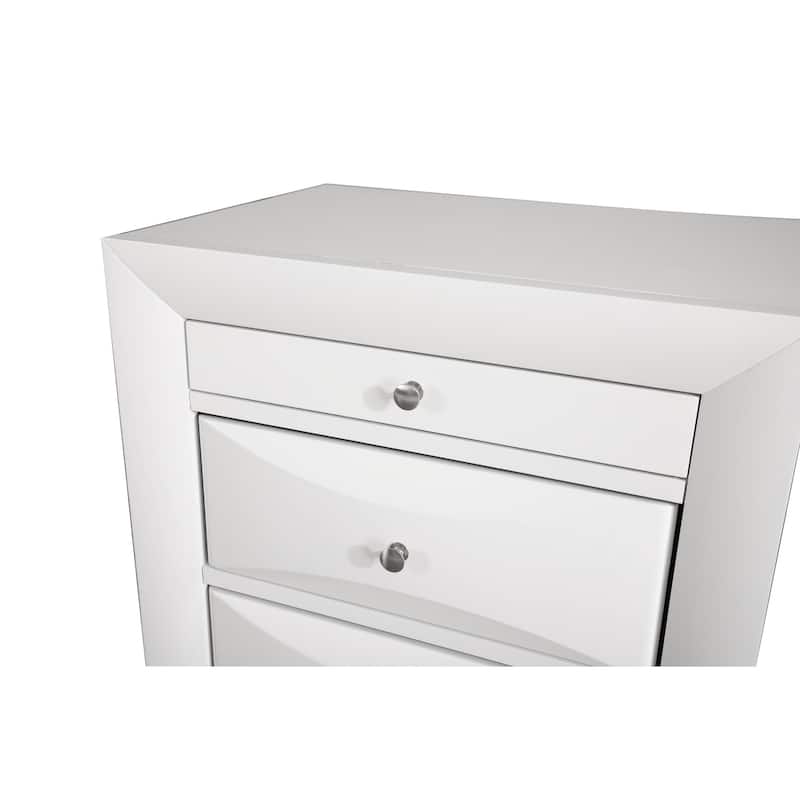 White Nightstand 28x23x17 with Three Spacious Drawers, Modern Bedside Table for Bedroom Storage and Stylish Organization