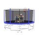preview thumbnail 1 of 9, 15 ft. Blue Galvanized Anti-Rust Outdoor Round Trampoline with Basketball Hoop with Ladder and Enclosure Net Kids