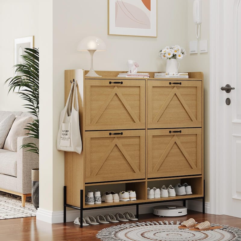 Shoe Cabinet with 4 Flip Drawer - 4 Flip Drawers