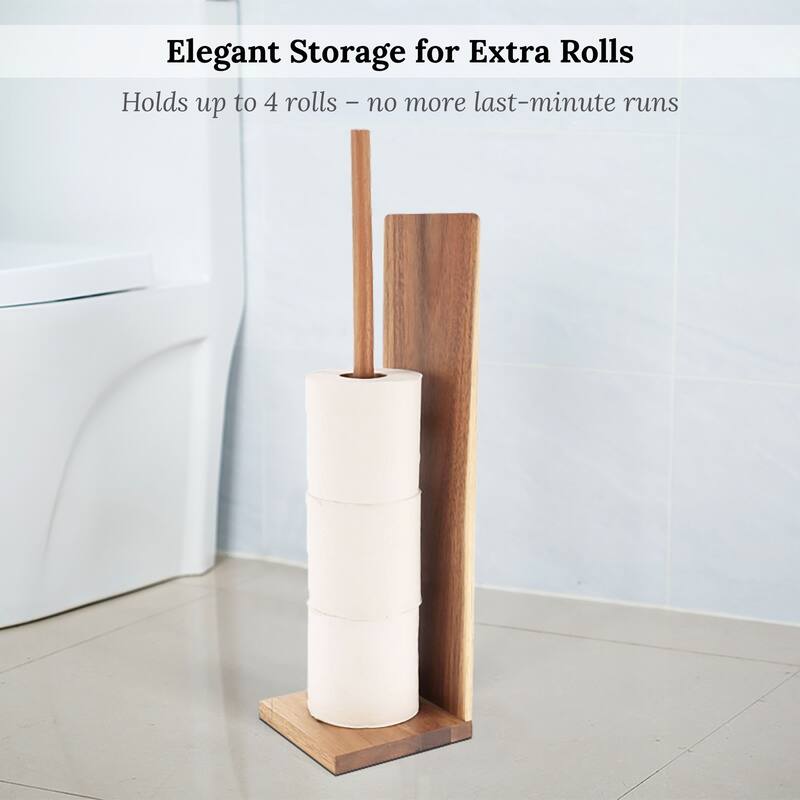 Acacia Freestanding Toilet Paper Holder - Brown - 5"L x 5"W x 19"H