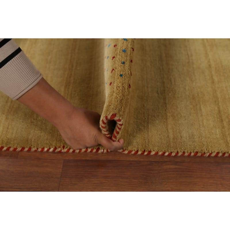Tribal Yellow Gabbeh Indian Runner Rug Handmade Wool Carpet - 2'4"x 9'9"