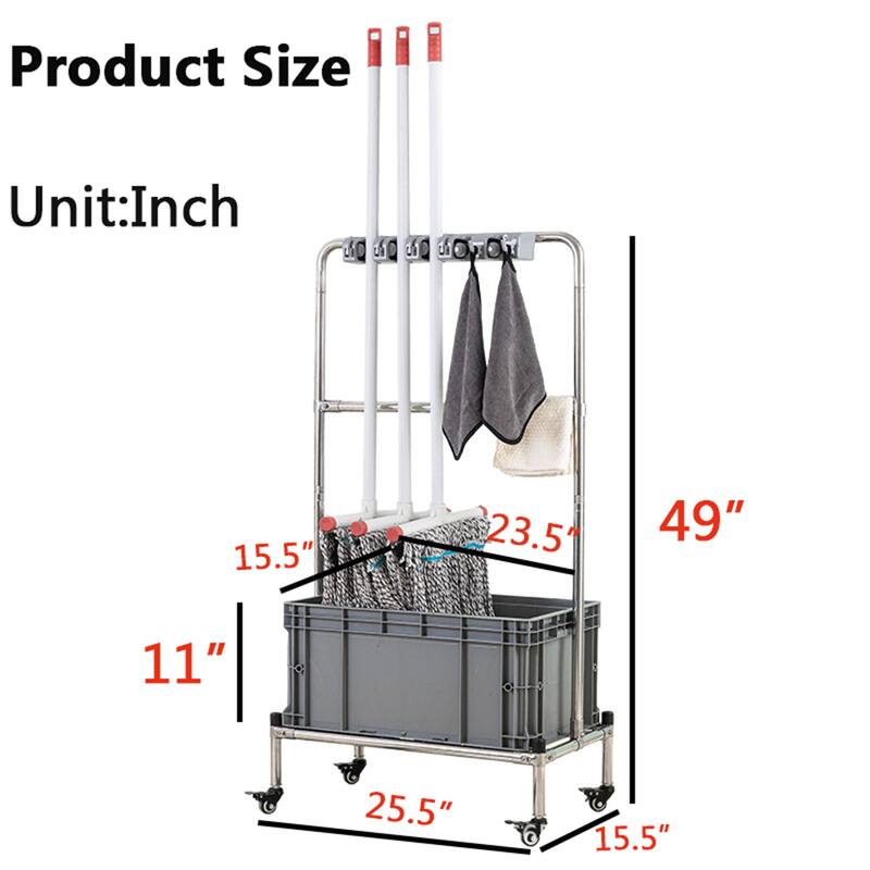 Morden Movable Mop Rack Cleaning Tool Cart with Mobile Universal Wheels