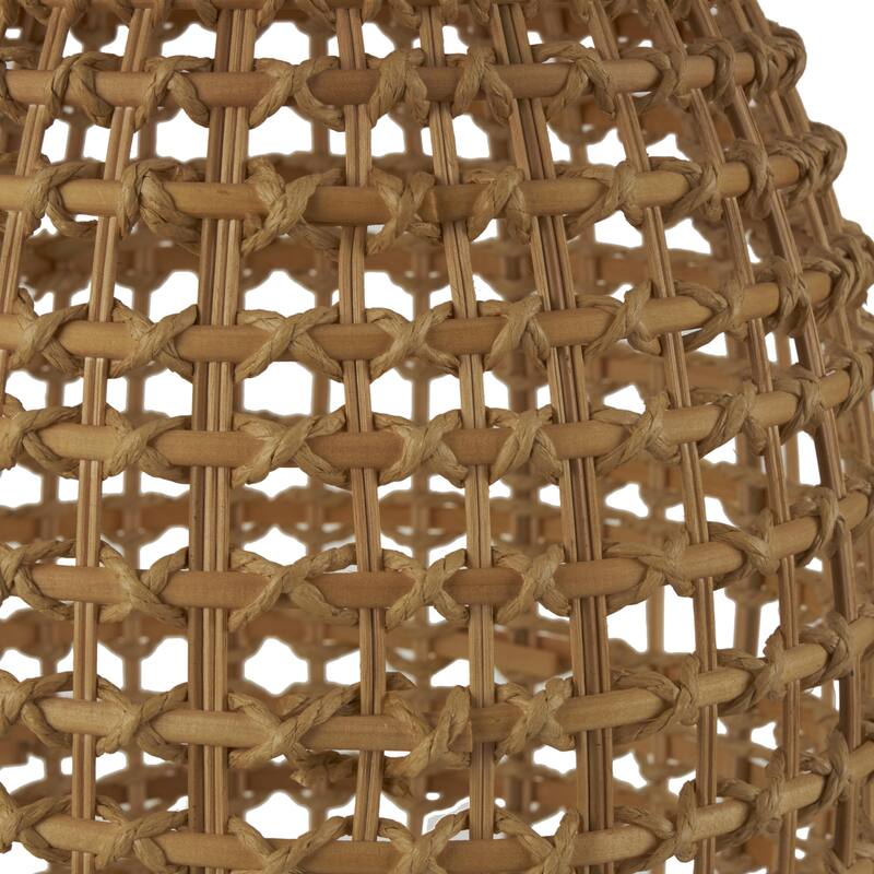 Rattan Handmade Woven Decorative Vase with Open Framed Grid Design - Brown - Roche River Decor