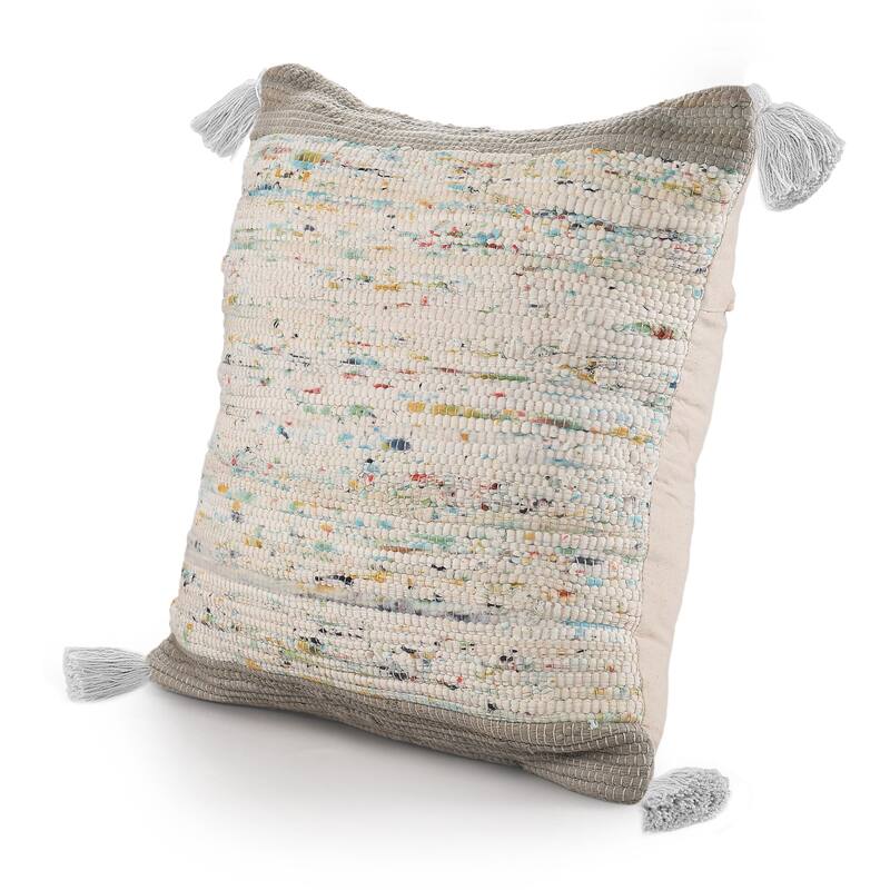 Sevita Handwoven Modern Abstract Cotton Throw Pillow, 20" x 20".