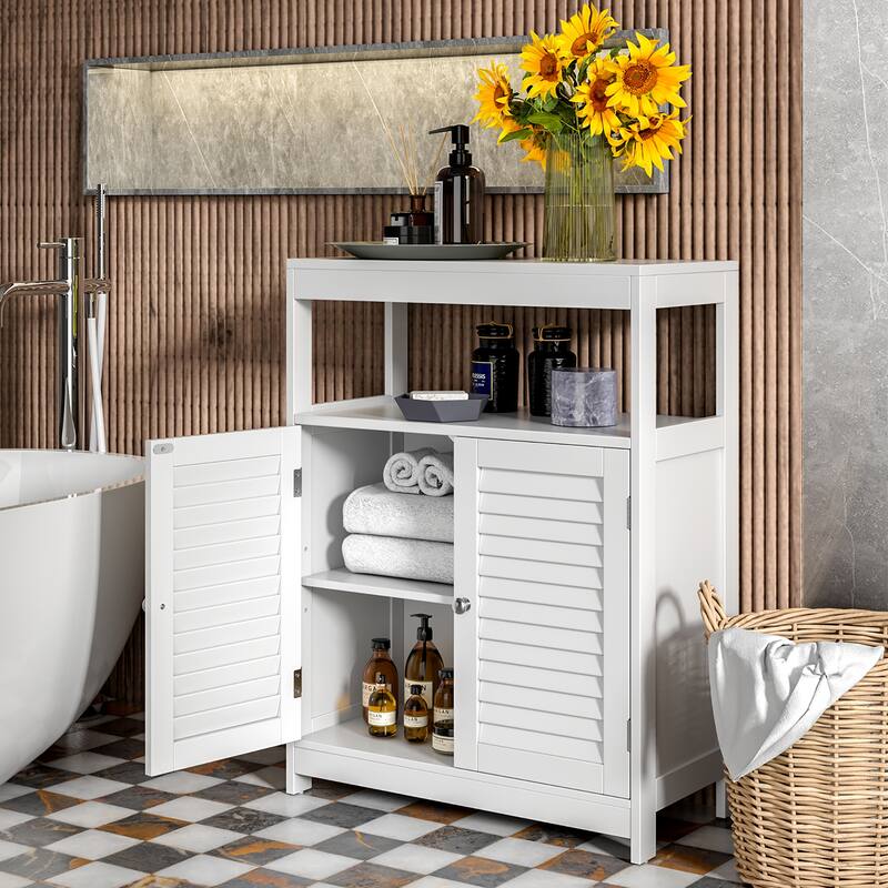 Costway Bathroom Floor Cabinet Free Standing Storage Organizer w/