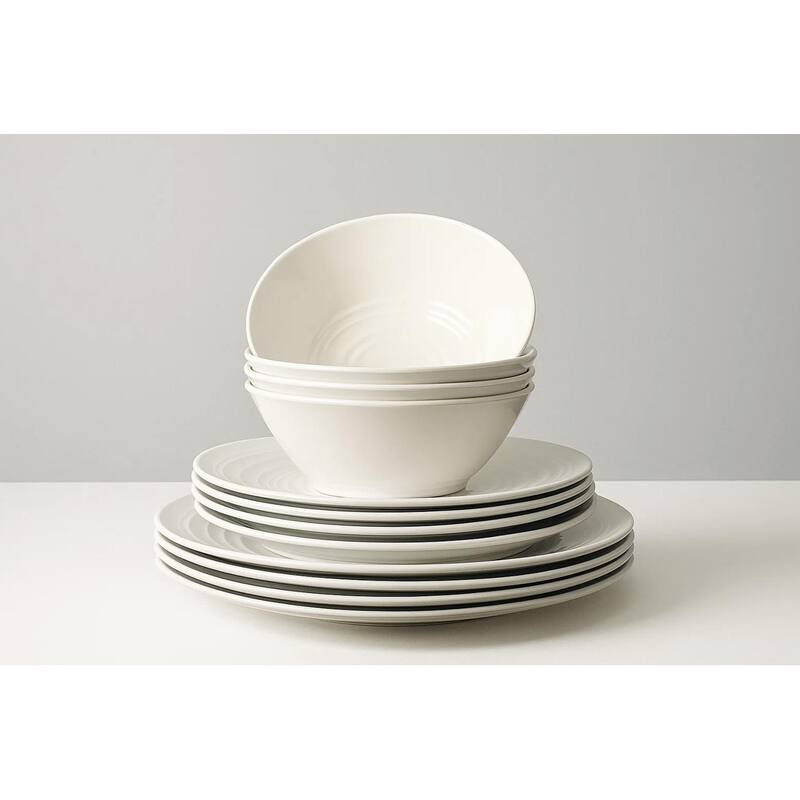 Barro NewWave Melamine Solid White 12-Piece Dinnerware Set