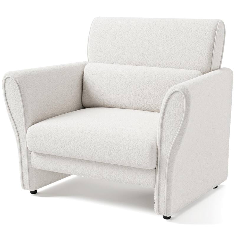 Modern Beige Couch, 57 Inch Deep Seat Loveseat Sofa with 2 Removable Lumbar Pillows, High Backrest