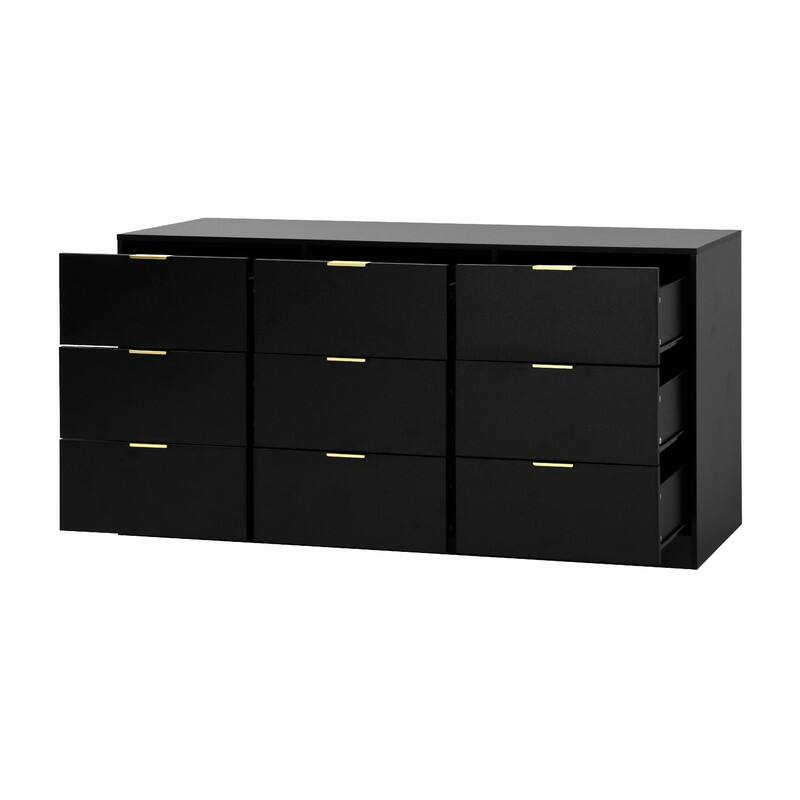 9-Drawer Modern Dresser with Handle-Free Design, Wood Storage Chest for Bedroom or Entryway