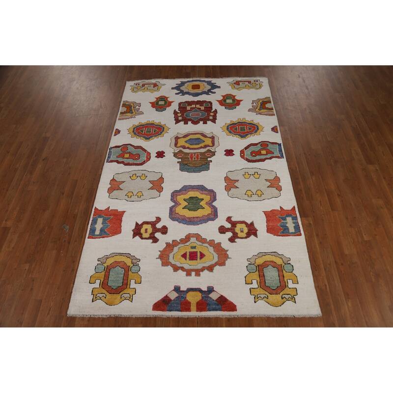 Vegetable Dye Gabbeh Oriental Area Rug Hand-Knotted Wool Carpet - 5'1" x 8'3"