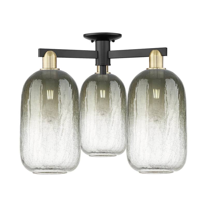 Innovations Lighting 716-3F-17-25 Brookhaven Cloche Semi-Flush - Black Antique Brass / Slate