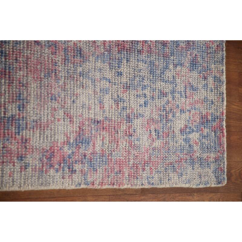 Abstract Modern Area Rug Hand-Knotted Multi-Color Wool Carpet - 7'8"x 9'7"
