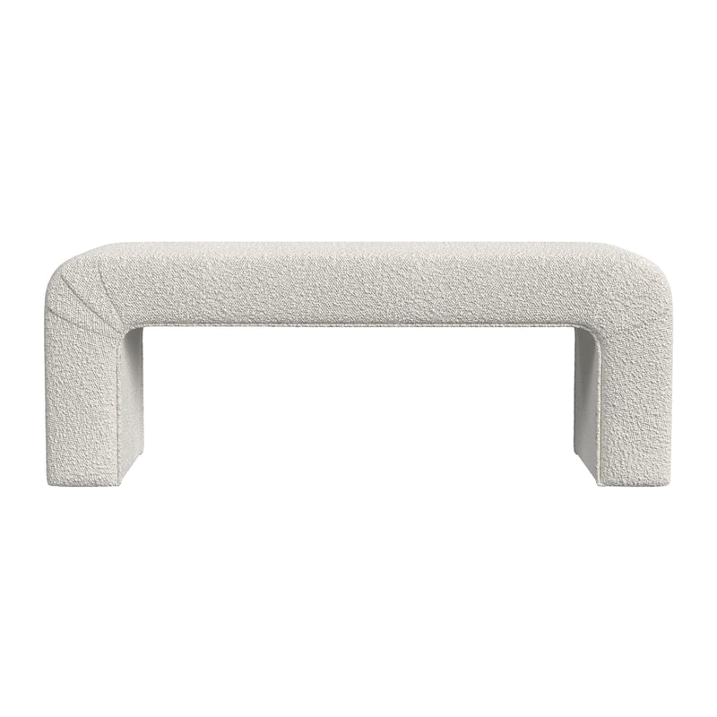 Gus Bench, Curved Arch Design, Cream Channel Tufted Velvet 48 Inch