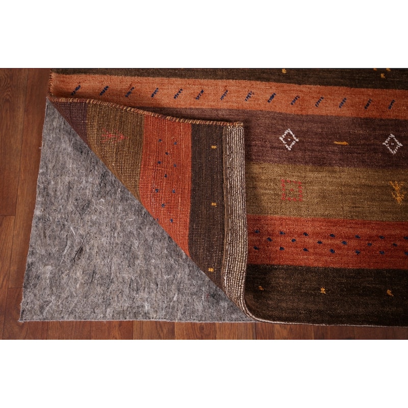 Animals Striped Gabbeh Indian Area Rug Handmade Wool Carpet - 5'3"x 7'10"