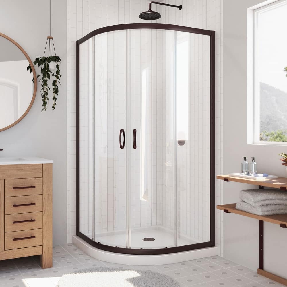 DreamLine Prime 38 in. x 38 in. x 74 3/4 in. Sliding Shower Enclosure and Shower Base Kit - 38" x 38"