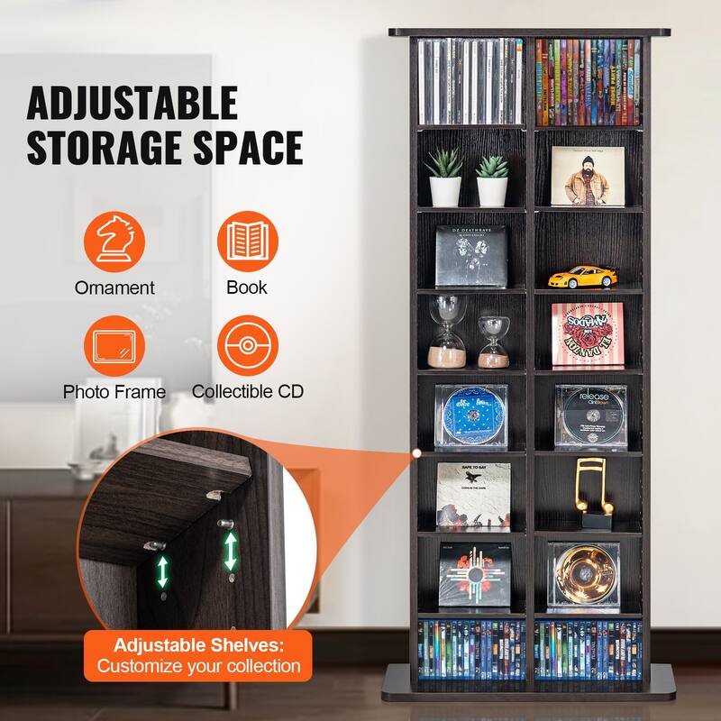 Media Storage Cabinet, DVD Cabinet with Doors and Shelves, CD Storage, Adjustable DVD Shelf, Protects & Organizes Music