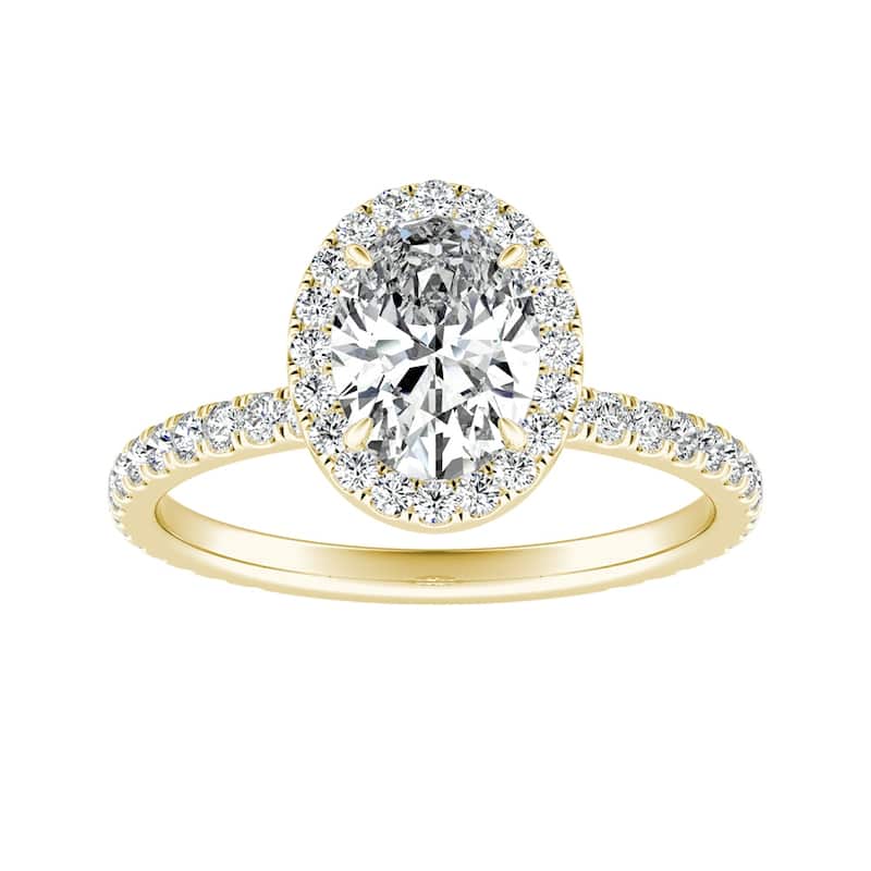 Auriya 18k Gold 9/10ctw Oval-cut Halo Diamond Engagement Ring - Yellow - 5