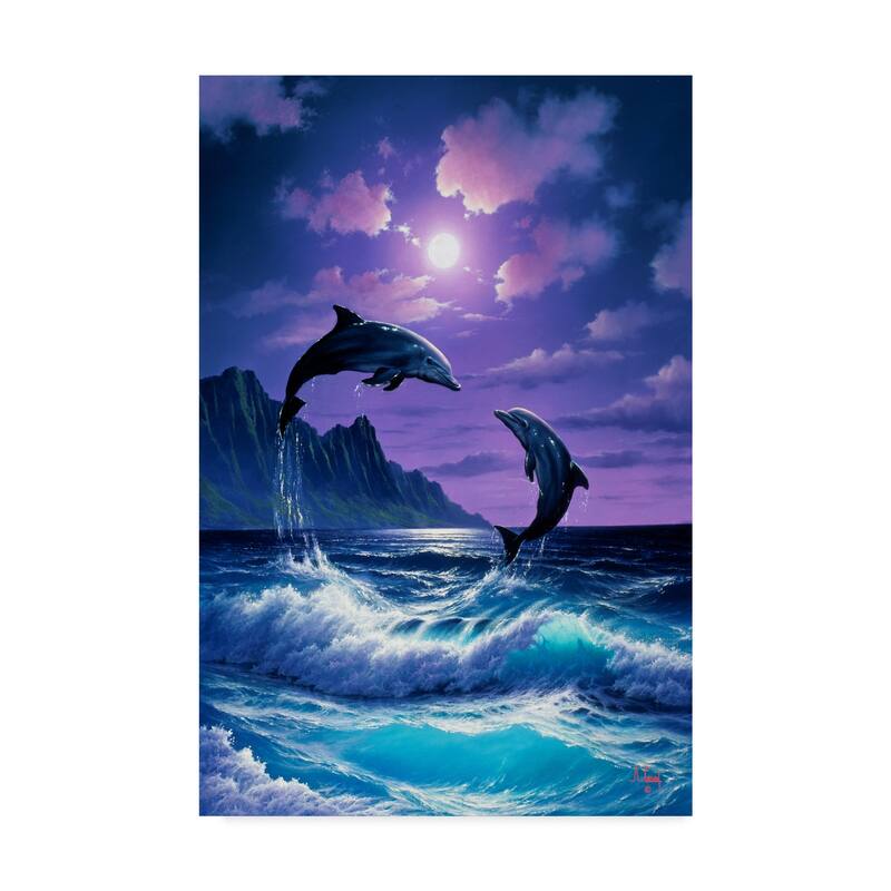 Anthony Casay 'Jumping Dolphins' Canvas Art