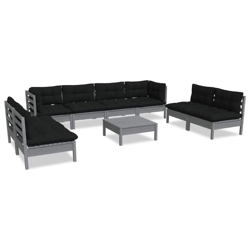 vidaXL Solid Pinewood Patio Lounge Set 6 Piece with Cushions Multi Colors - 25" x 25" x 24.6"