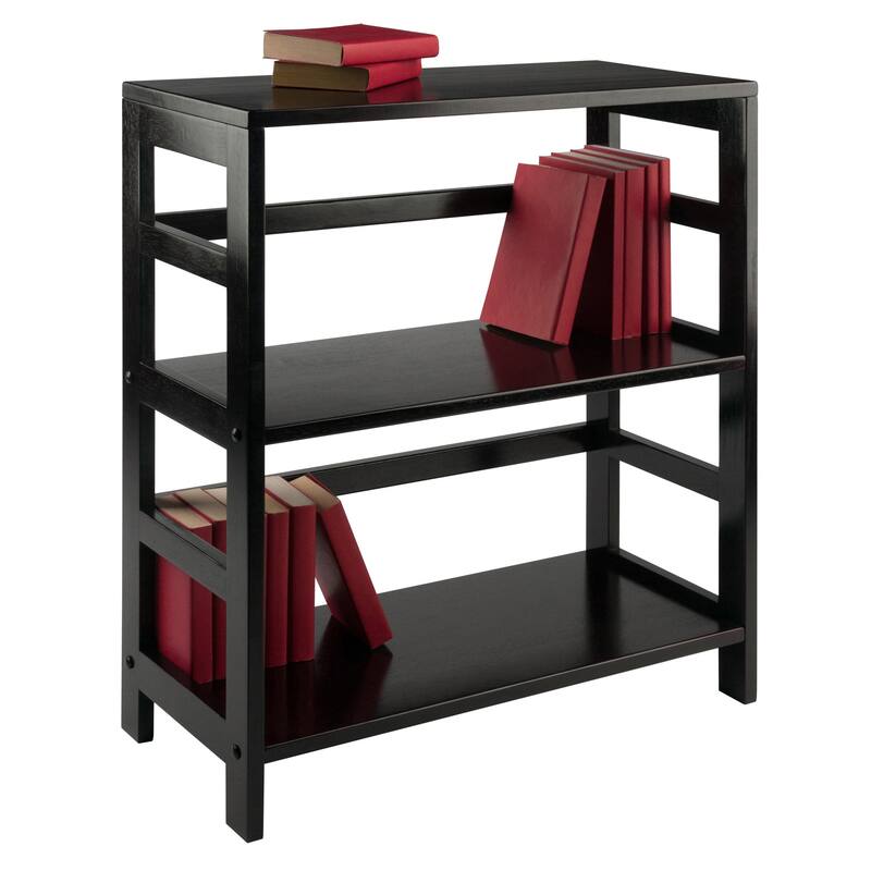 Leo Wide 2-Tier Storage Shelf, Espresso - 25.2 x 11.22 x 29.21 inches