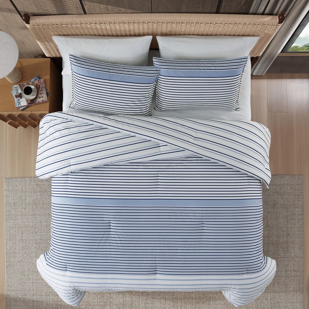 Eddie Bauer Cooper Stripe Cotton Reversible Comforter Set