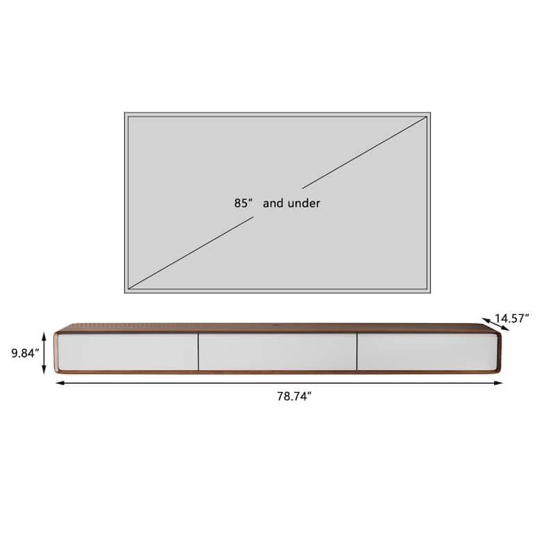 Modland 78" Modern Floating TV Stand Wall Mounted Media Control Center for Living Room - 78