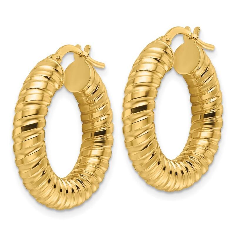 Curata 10k Yellow Gold 24x5mm Spiral Round Hoop Earrings