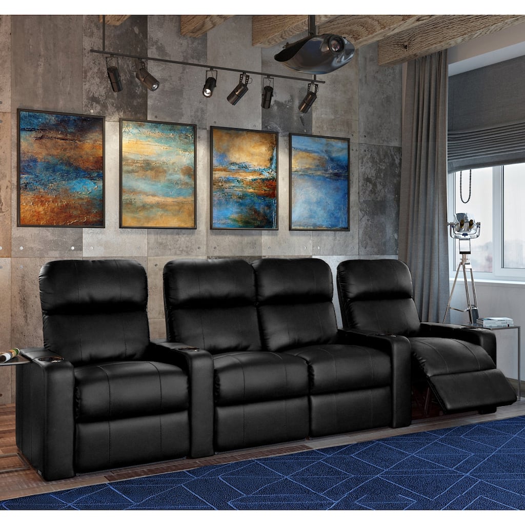 Octane Turbo XL700 Manual Leather Home Theater Seating Set (Row of 4 ...