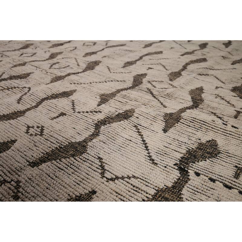 All-Over Abstract Moroccan Area Rug Handmade Modern Wool Carpet - 7'10"x 11'10"