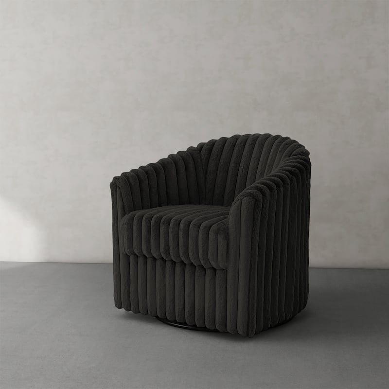 Daniel 49" Upholstered Plush Corduroy Swivel Barrel Accent Chair