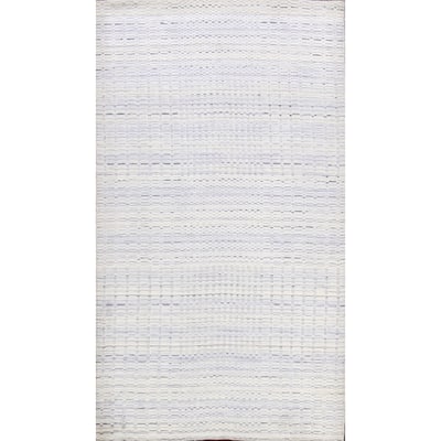Geometric Modern Moroccan Area Rug Handmade Oriental Wool Carpet - 5'2" x 7'10"