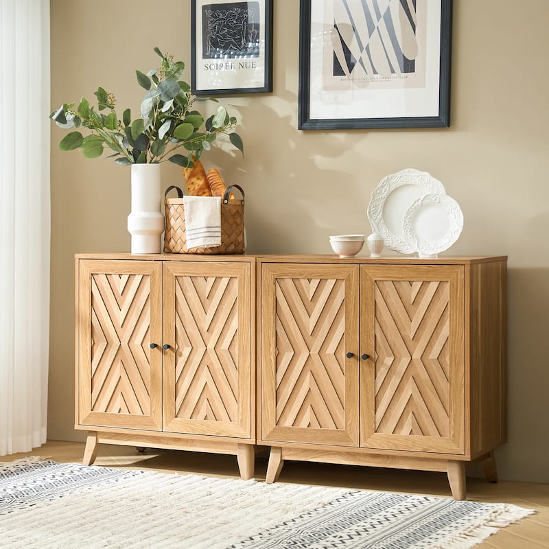 Joseph Midcentury 30"Tall 2 Door Accent Cabinet Set of 2 by HULALA HOME - Walnut