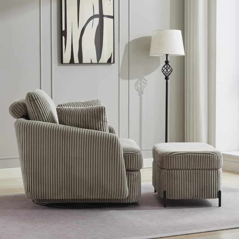 40.6" W Upholstered Swivel Accent Sofa Chair With Pillows